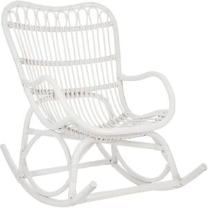 Hellin Rocking chair en rotin blanc dossier haut