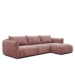 Courtois Laville Canape d'angle droit 4 places tissu rose