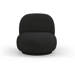 Micadoni Home Fauteuil pivotant en tissu boucle noir Noir 80x78x73cm