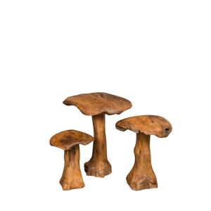 Set champignons en teck deco jardin Marron 30x50x40cm