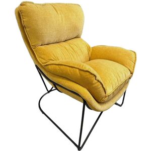 Mathi Design Fauteuil en velours jaune Jaune 95x87x79cm