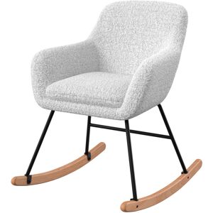 Rendez-Vous Deco Rocking-chair en tissu boucle blanc