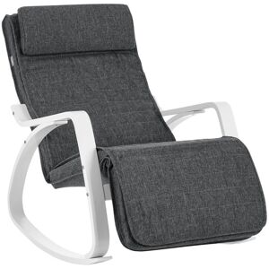 SONGMICS Fauteuil a bascule pieds effet bois gris fonce