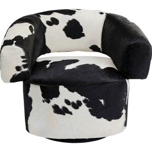 Kare Design Fauteuil pivotant en peau de vache noire et blanche