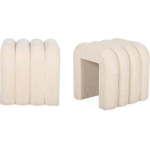 sweeek Set de 2 poufs contemporains en tissu beige