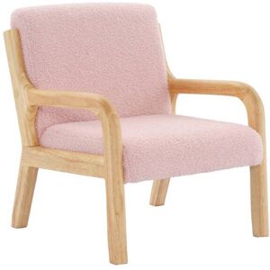 sweeek Fauteuil scandinave enfant bois et bouclette rose