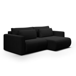 Petits meubles Canape d'angle reversible convertible 3 places coffre bois de pin noir
