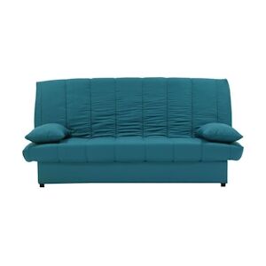 Banquette clic clac 3 places - Tissu 100% coton Bleu canard - Style Contemporain - L 190 x P92 cm - MILA AUCUNE