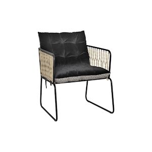 NOW'S HOME - Fauteuil Velours Lisse & Pieds Metal Noir 57x65x64 Cm Munio