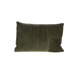 AMADEUS Coussin avec plis en kaki 40x60 cm - Vert Rectangle Velours Amadeus 40x8 cm