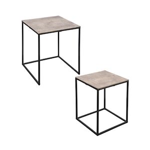 TABLE PASSION Set de 2 bouts de canapés carrés or 38x45 et 30x39 cm - Carré Métal Table Passion 38x38 cm
