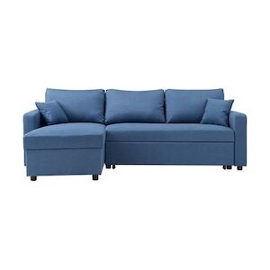 Canapé d'angle réversible convertible grand couchage + coffre - Tissu Bleu- L 228 x P 148 x H 86 cm - OWENS AUCUNE