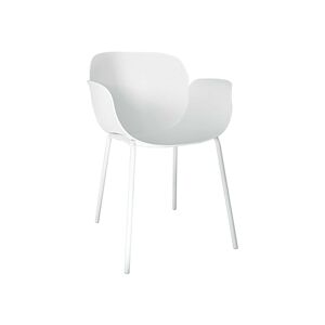 NOW'S HOME - Lot 4 Fauteuils De Table Polypropylene Pied Metal Blanc 55x49x81.5calista