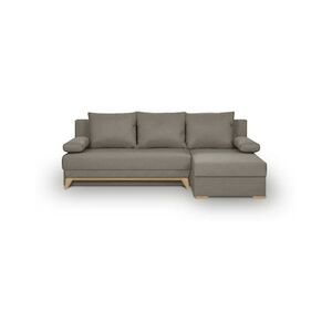 TEIJO Canapé d'angle convertible - Tissu Taupe - L 197 x P 91/132 x H 82 cm AUCUNE