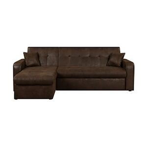 Canapé d'angle réversible convertible 3 places - Tissu marron vieilli - Contemporain - L 235 x P 85 - 153 cm - ROMAN AUCUNE