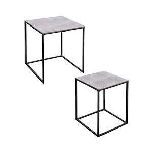 TABLE PASSION Set de 2 bouts de canapés carrés argent 38x45 et 30x39 cm - Carré Métal Table Passion 38x38 cm