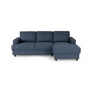 Canapé d'angle droit 4 places - Tissu bleu - Contemporain - L 215 x P 140 H 86 cm - PAUL AUCUNE