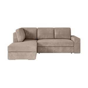 Canapé d'angle gauche convertible ARTEMIS 4 places - Velours côtelé greige - L246 x P174 x H96 cm LOUNGITUDE