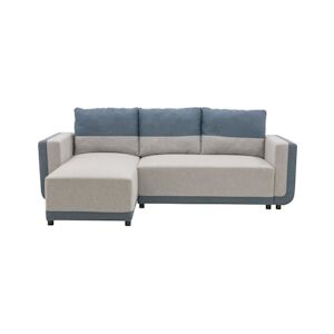 Canapé d'angle convertible réversible ELROY 3-4 places - Tissu gris et bleu - L231 x H85 x P154 cm AUCUNE