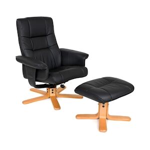 tectake Fauteuil relax avec pied en croix - noir/beige -401058