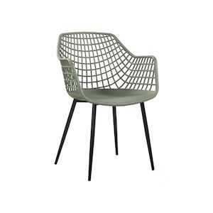 NOW'S HOME - Lot 2 Fauteuils De Table En Polypropylene Kaki 56x57x84cm Bradley