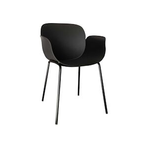 NOW'S HOME - Lot 4 Fauteuils De Table Polypropylene Pied Metal Noir 55x49x81.5 Calista