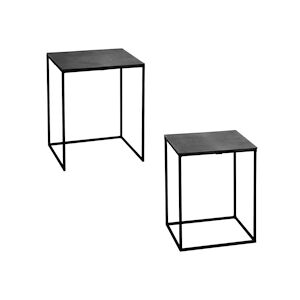 TABLE PASSION Set de 2 bouts de canapés rectangulaire noir - Rectangle Métal Table Passion 45x30 cm