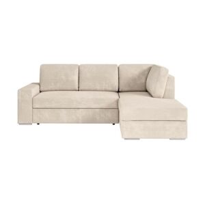 Canapé d'angle droit convertible ARTEMIS 4 places - Velours côtelé beige - L246 x P174 x H96 cm LOUNGITUDE