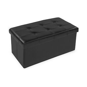 tectake Banc coffre de rangement pliable grand aspect cuir 80x40x40cm - noir -400867