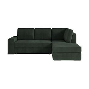 Canapé d'angle droit convertible ARTEMIS 4 places - Velours côtelé vert foncé - L246 x P174 x H96 cm LOUNGITUDE