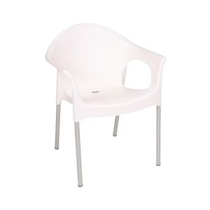 Bolero Fauteuil de bistrot avec accoudoirs et trou d'écoulement plastique blanc