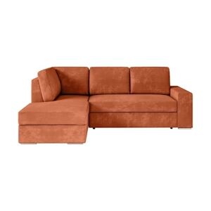 Canapé d'angle gauche convertible ARTEMIS 4 places - Velours côtelé terracotta - L246 x P174 x H96 cm LOUNGITUDE