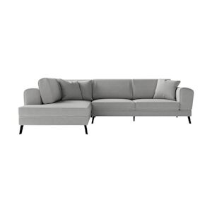 Canapé d'angle gauche convertible IMPERIAL 5 places - Tissu gris clair - 2 coffres de rangement - L304 x P212 x H86 cm LOUNGITUDE