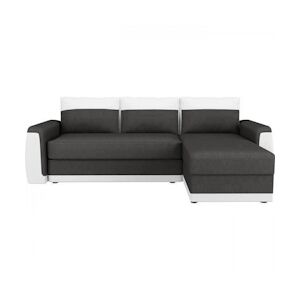 Canapé d'angle convertible 3 places JAMES- Simili blanc et tissu gris anthracite - Contemporain - L 230 x P 142 cm AUCUNE