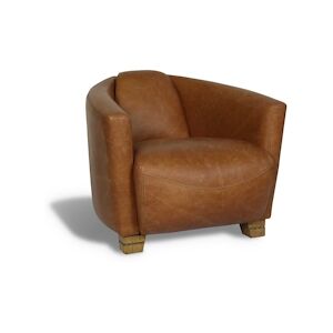 NOW'S HOME - Fauteuil En Cuir De Vache Noisette 81x85x67 Cm Porok