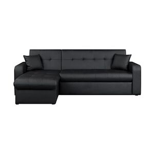 Canapé d'angle réversible convertible 3 places - Simili noir - Contemporain - L 235 x P 85 - 153 cm - ROMAN AUCUNE