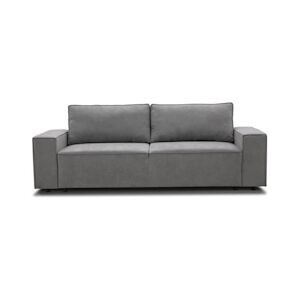 Canapé droit convertible 3 places JOSH - Tissu gris - Coffre de rangement - L239xP86xH85cm AUCUNE