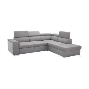 Canapé d'angle convertible réversible 5 places DAYTONA - Tissu gris - Coffre de rangement - L 260 x P 218 x H 77 cm AUCUNE