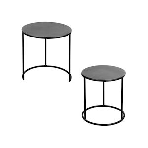 TABLE PASSION Set de 2 bouts de canapés ronds argent 41 et 39 cm - Rond Métal Table Passion