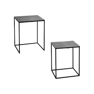 TABLE PASSION Set de 2 bouts de canapés rectangulaire argent - Rectangle Métal Table Passion 45x30 cm