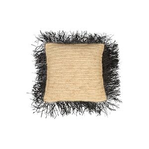 Bazar Bizar - Housse De Coussin - Raffia - Naturel Noir - 40x40