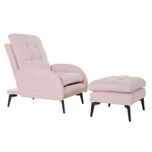 Non communiqué Set de 2 canapés de salon convertible en polyester rose et métal noir -PEGANE- Rose - Publicité