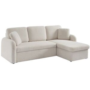 Non communiqué Canapé d'angle convertible en tissu bouclettes blanches - Milano - 3 places fauteuil d'angle réversible coffre rangement lit modulable Blanc - Publicité