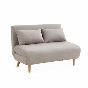 Non communiqué sweeek Canapé convertible en tissu - Guesta - 2 places scandinave pieds bois foncé beige banquette dossier inclinable Beige - Publicité