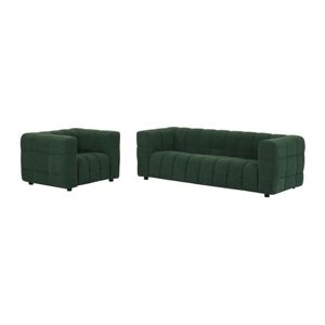 Non communiqué Canapé 3 places et fauteuil en tissu bouclette vert LERICI de Pascal Morabito Vert - Publicité