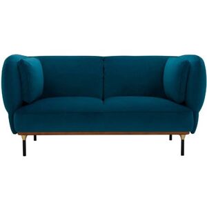 Non communiqué Banquette 2 places, canape en tissu velours coloris bleu fonce avec pieds en metal-Longueur 172 x Profondeur 80 x Hauteur 97 cm -PEGANE- Bleu - Publicité