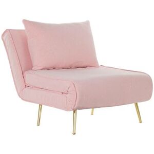 Non communiqué Canapé de salon convertible en polyester rose et métal doré - longueur 90 x profondeur 80 x hauteur 84 cm -PEGANE- Rose - Publicité