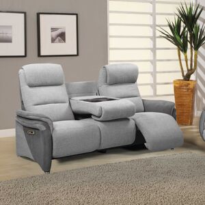 Tousmesmeubles Canapé Relax électrique 3 places Gris clair/Gris foncé - ZENIA - L 192 x l 96 x H 107 cm