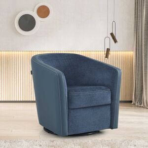 Tousmesmeubles Fauteuil cabriolet pivotant Tissu/Simili cuir bleu - JACQUES - L 74 x l 76 x H 73 cm