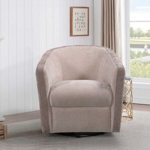 Tousmesmeubles Fauteuil cabriolet pivotant Tissu Beige/Moka - JACQUES - L 74 x l 76 x H 73 cm